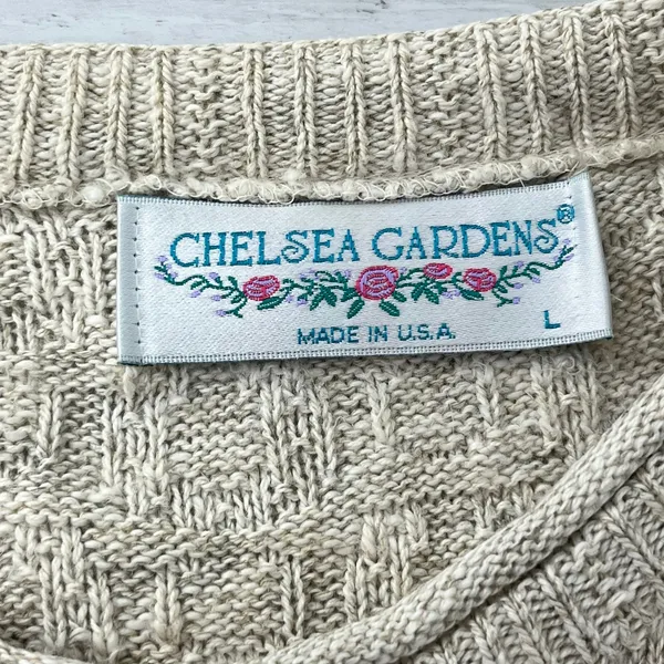 Vintage Chelsea Gardens Textured Knit Horse Shoe Short Sleeve Sweater Large - Image 6
