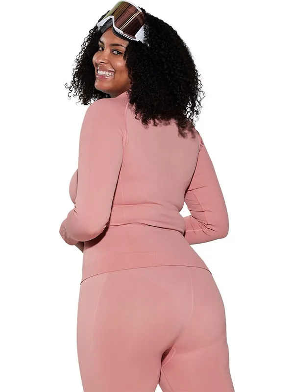 HALFDAYS Johnson Base Layer Top Mock Neck Pink Sz Small - Image 2