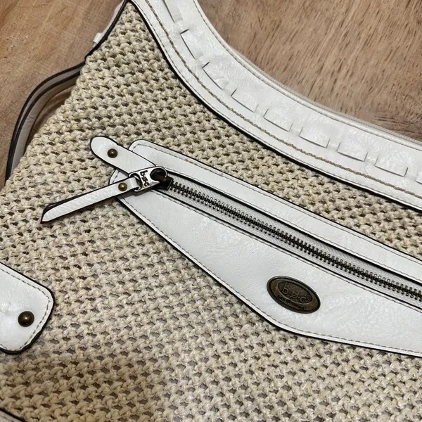 B.O.C. Born‎ Concept | White Woven Straw Mixed Media Cream Boho Crossbody Bag - Image 4