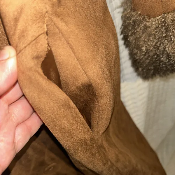 Cider Faux Suede Faux Fur Coat Brown Size S 70s Boho‎ Penny Lane Style Y2K Retro - Image 6