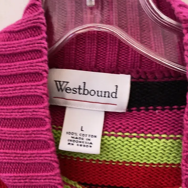 FINAL MARKDOWN Westbound Multicolor Striped Sweater large - Image 4