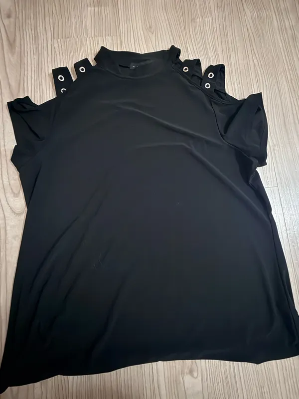 Women’s Black Cold Shoulder Blouse Ruffle Sleeve Casual Top - Image 3