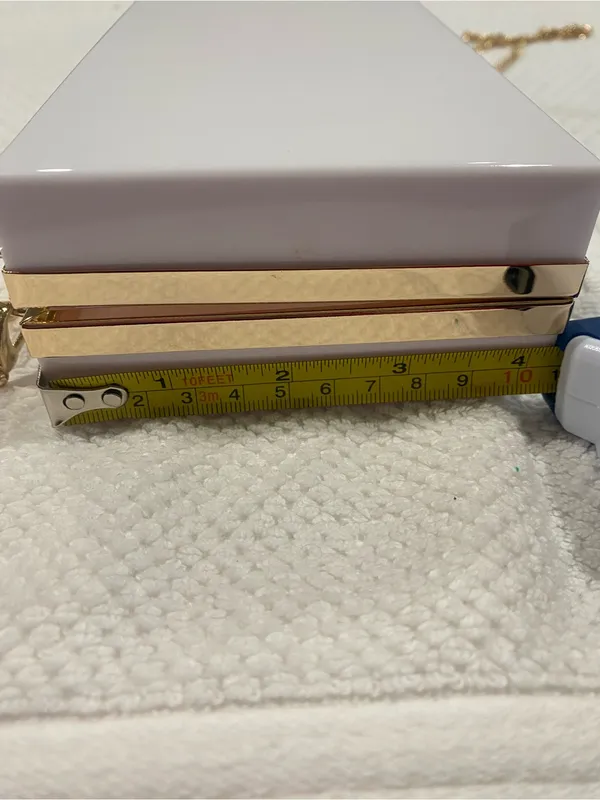 White Acrylic Box Clutch with Gold Chain - Image 7