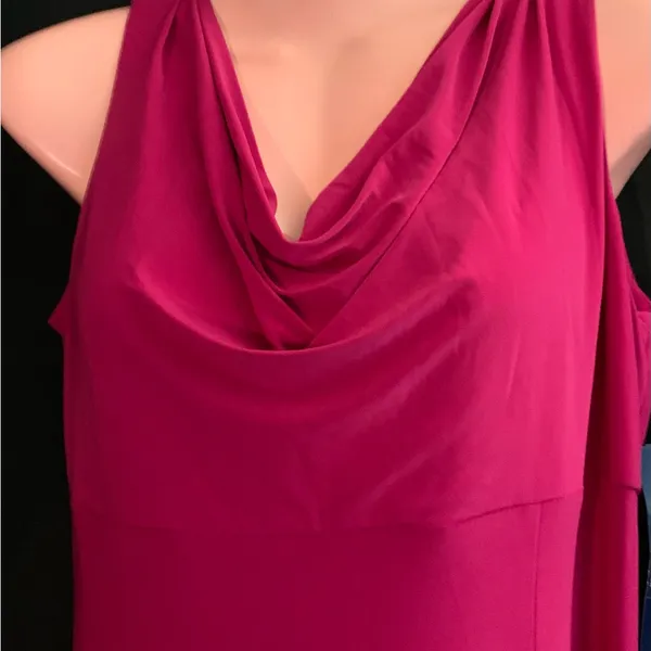 Chaps Size Medium Knee Length Draped Front Dress New Hibiscus Hill Geranium - Image 3