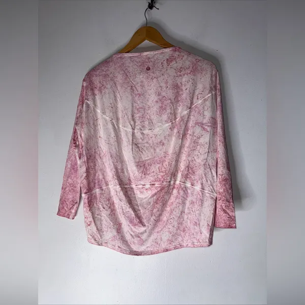 Lululemon Back in Action Long‎ Sleeve Shirt Size 2 Cirrus Wash White Pink Peony - Image 2