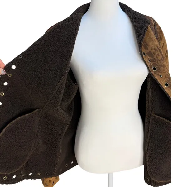 Vintage Western Urban Tribe Jacket Women Large Brown Animal Print - Image 5
