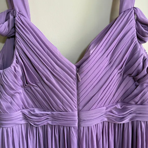 Azazie A24 Bridesmaid Dress Wisteria Purple Women Plus Chiffon Pleated Gown - Image 4