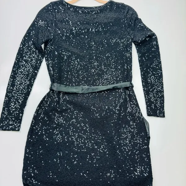 Express Long Sleeve‎ Sequin Mini Dress with Removable Satin Sash Size XS - Image 7
