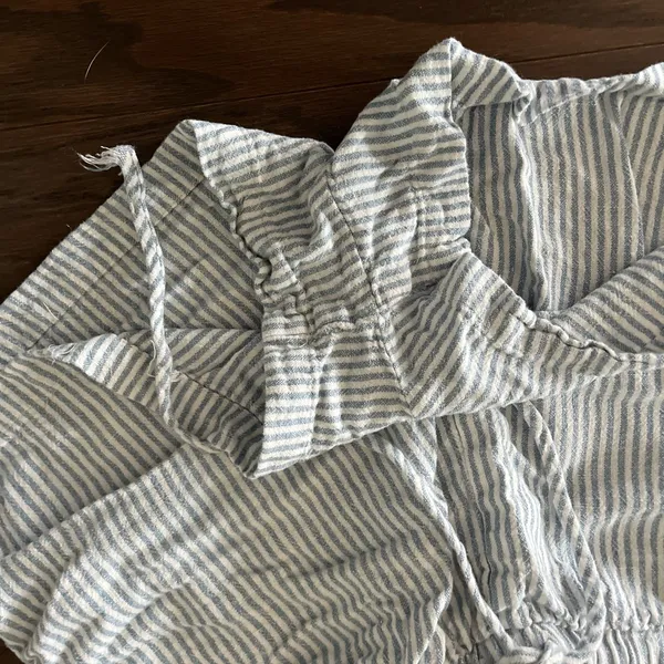 Striped White and Blue Tie Women's Shorts - Image 4