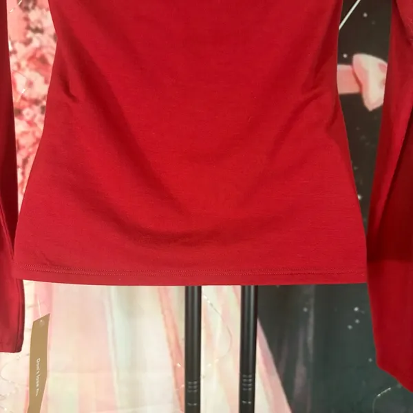 New Reformation-Style Red Top (Off-Shoulder Long Sleeve) Sz S - Image 8