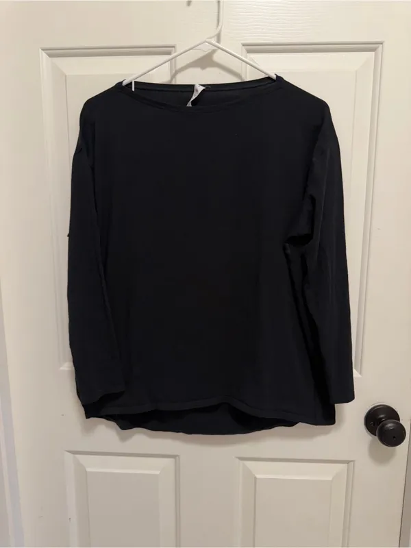 Lululemon Womens Back In Action Shirt Size 8 Pima Cotton Black Athleisure W3CE0S - Image 3