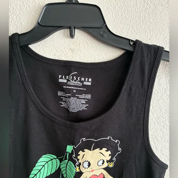 Betty Boop Cherry Black Tank Top With Cartoon Graphic M - Image 8