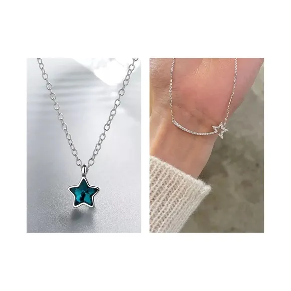 Blue Star/Shooting Star Necklaces Silver - Image 2