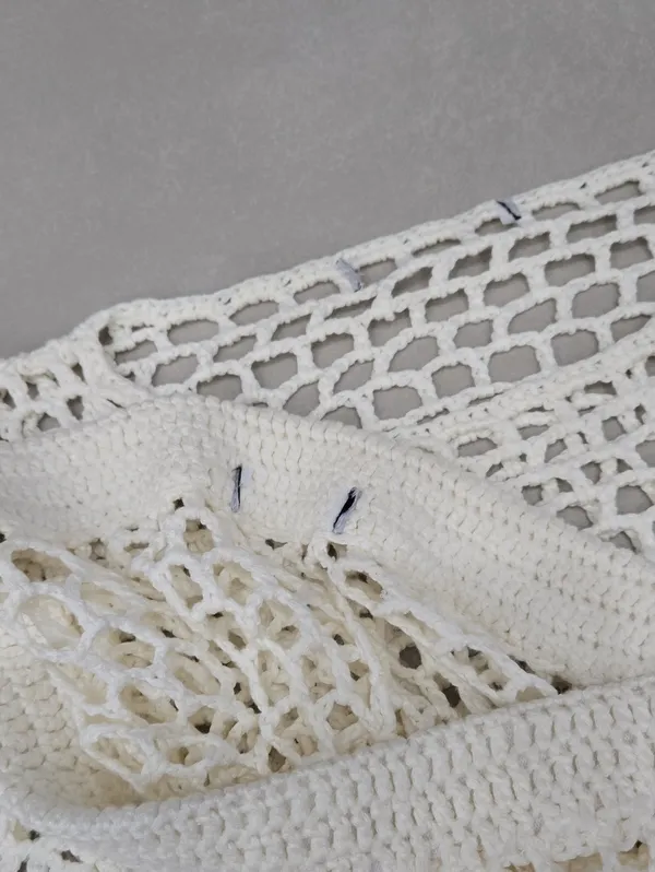 Zara Crochet Open-Knit Long Sleeve Top & Shorts Set In White Size XS/S - Image 6