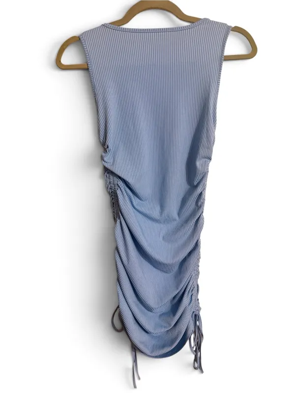 Sleeveless Ruched Bodycon Dress - Light Blue - Image 3