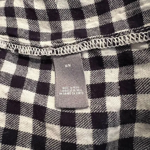 Aerie Blue and White Gingham Plaid Long Sleeve Half Button Top Women’s Medium - Image 5