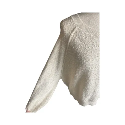 FREE PEOPLE-CREAM COLOR OVERSIZED SWEATSHIRT-WOMENS SIZE SMALL Chic and cozy textured sweatshirt, long sleeves, oversized, 91% cotton and 9% nylon, excellent condition Measurements: Bust: armpit to armpit 27 inches Length: shoulder seam to bottom 24 inches - Image 3