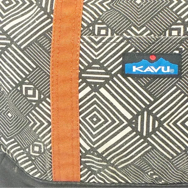 Kavu Black White Printed Snap Closure Tote Bag Large Compartment Travel - Image 2