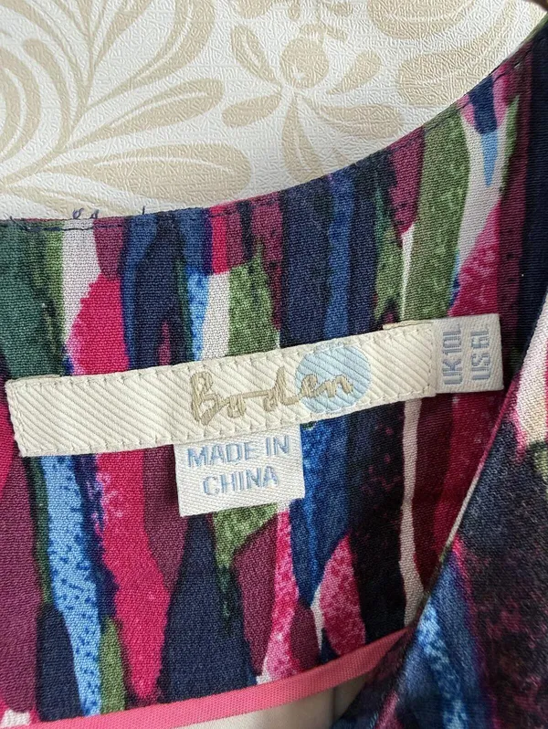 BODEN Beaufort Pink Watercolor Shift 3/4 Sleeve Dress - Size - 6 Long - Image 5