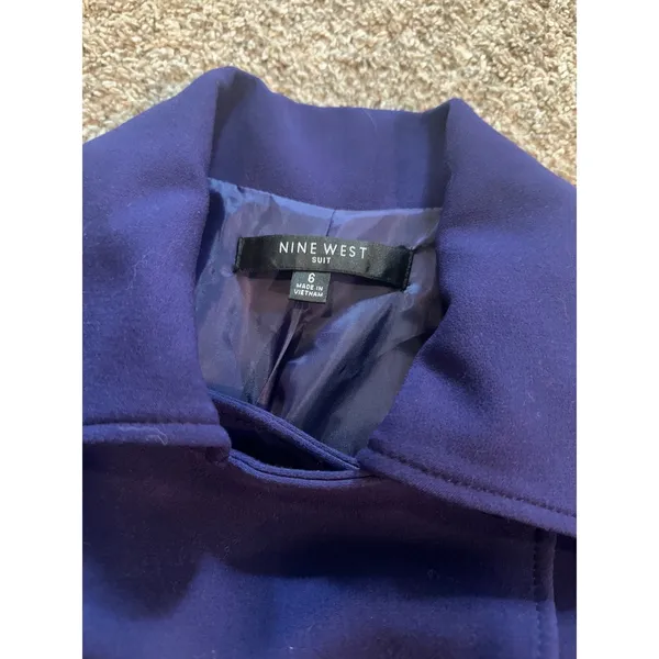 Nine West Suit Womens‎ Royal Purple Belted Peacoat Jacket Size 6 RN 54050 - Image 6