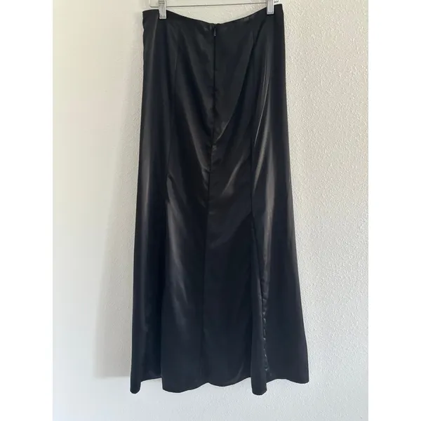Divided Satin Maxi Skirt Womens 4 Black Whimsigoth Grunge Rock Event‎ Party - Image 2