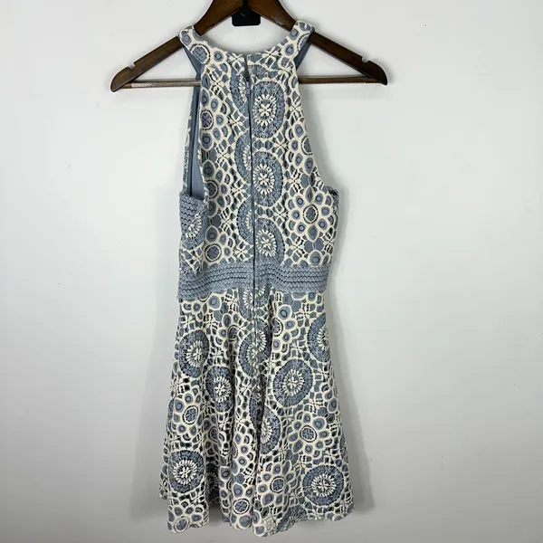 City Triangles XL Blue Lace Overlay Fit & Flare Dress‎ Crochet Boho Cottagecore - Image 3