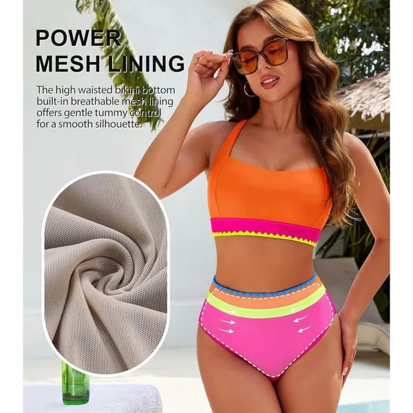Blooming Jelly Colorblock Bikini Set High Waisted Tummy Control Medium - Image 3
