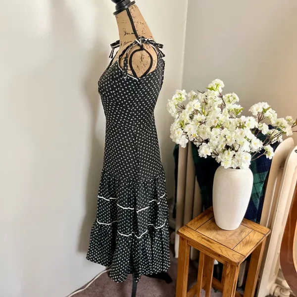 Vintage Black and white Gunne Sax style Prairie dress - Image 3
