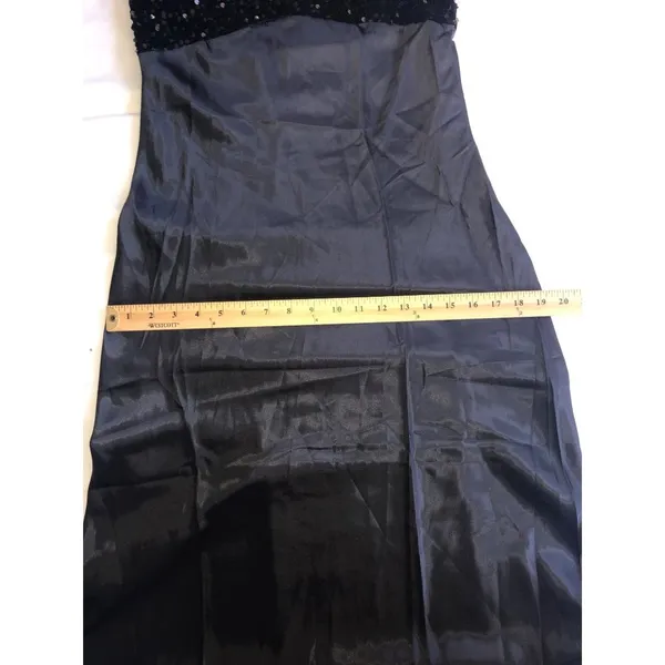 Maxi Dress Womens Size M Black Sleeveless Satin Sequins Prom Formal Evening Event - Image 6