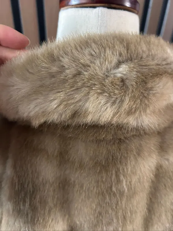 Sears fashion Faux Fur Coat Sz 8 M Vintage 70s Light Brown Tan Plush Winter Jack - Image 9