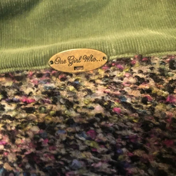 Anthropologie One Girl Who Olive Green Corduroy Career Blazer M Textured Trim - Image 3