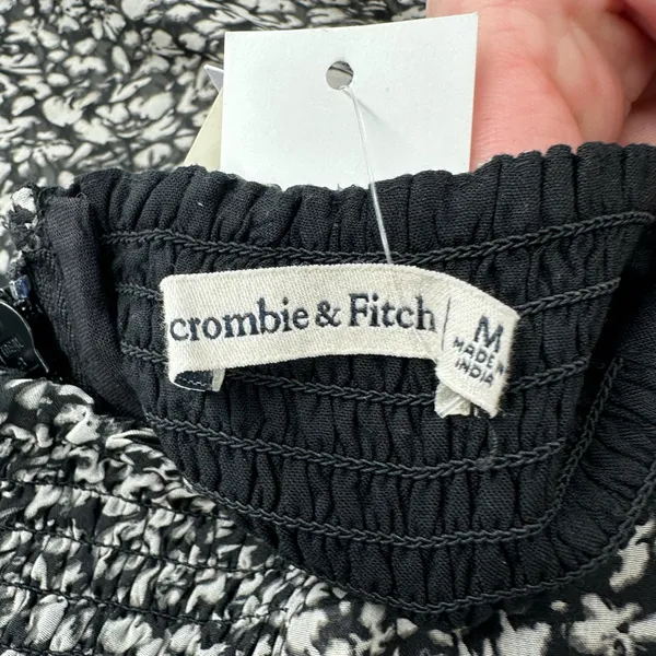 Abercrombie & Fitch NWT Emerson Black/White Chiffon Long Sleeve Midi Dress SZ M‎ - Image 6