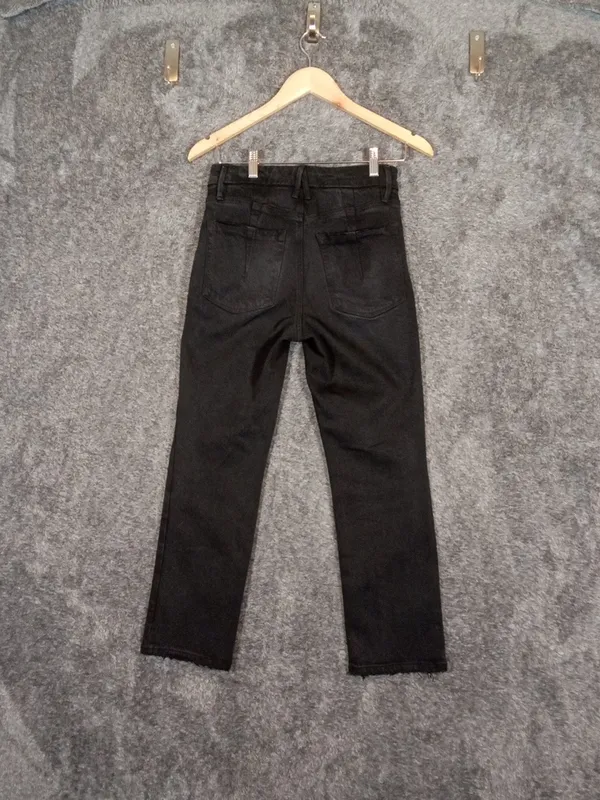 Good American Black Good Petite Straight Mid Rise Jeans Viscose Blens Womens 26 - Image 3