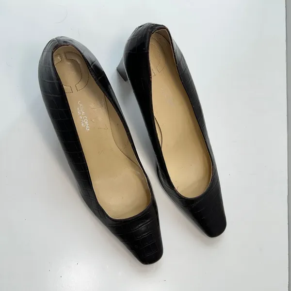 Vintage Casual Corner Brown Leather‎ Pumps Block Heel Square Toe Classic Size 7M - Image 6