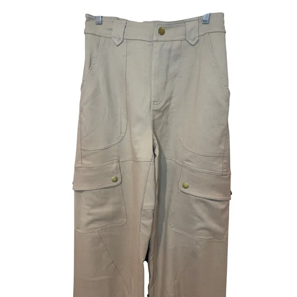 Line & Dot Weekend Cargo Pants Tan Khaki High Waist Utility Size Small - Image 3