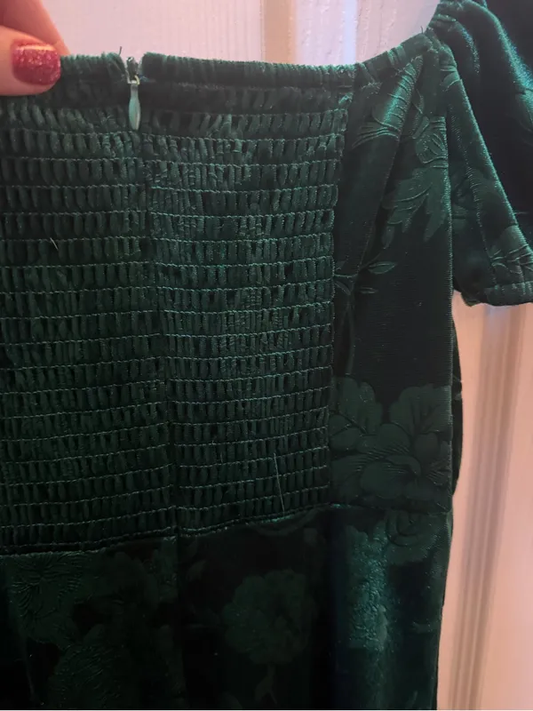 Altar'd State Deep Green Floral Velvet Mini Dress size XS - Image 6