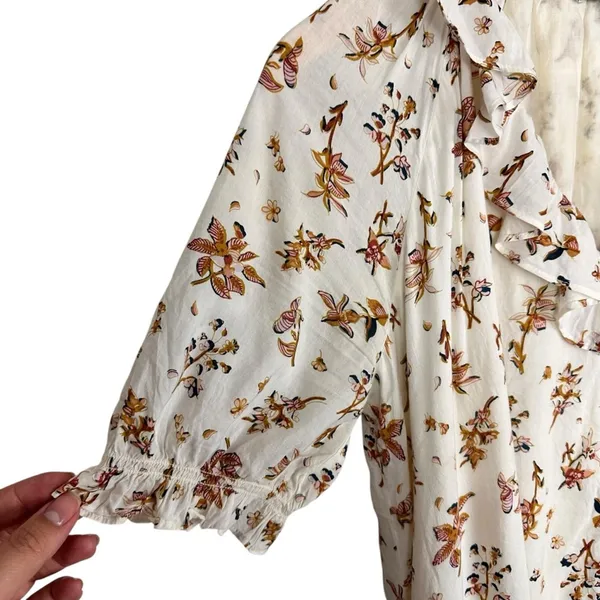 Madewell Ruffle Button Front Trapeze A-line Babydoll Dress Floral Reef Sz Small - Image 10