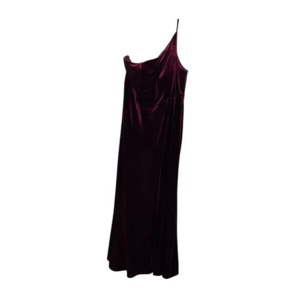 Azazie Kala Bridesmaid Dress A18 Plus Size Burgundy Wine One-Shoulder Velvet - Image 5