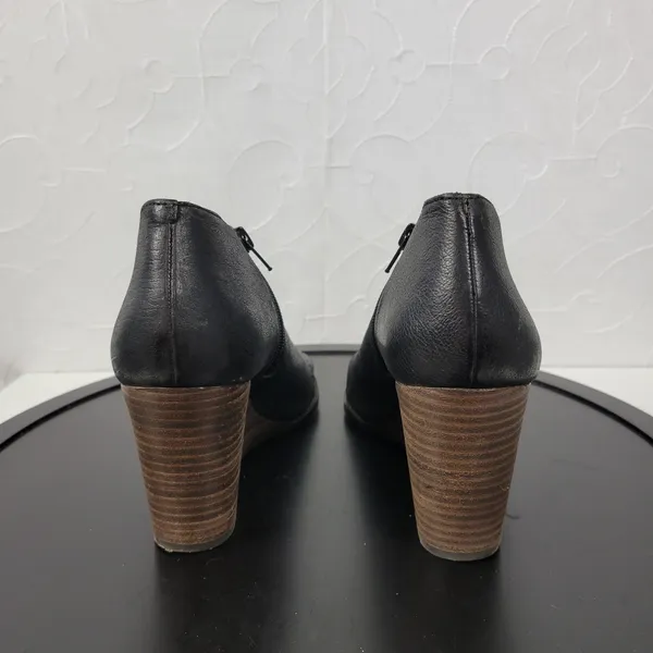 Lucky Brand Jedrek Womens Wedge Size 11 Black Leather Open Toe Slip On Pump Heel - Image 8