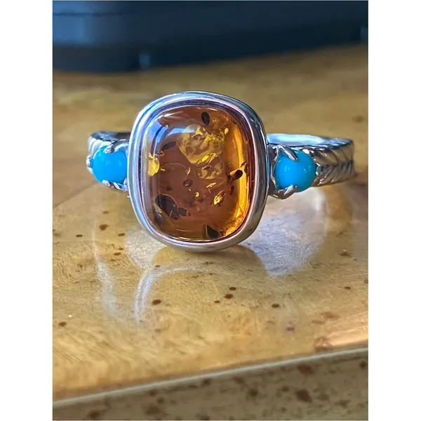 Baltic Amber Sleeping Beauty Turquoise Sterling Silver Ring Size 7 - Image 9
