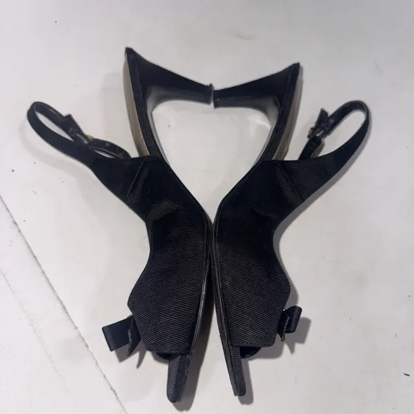 Coach & Four Black Classic Square Slingback Bow Minimalist Career Kitten Heels 9 - Image 4