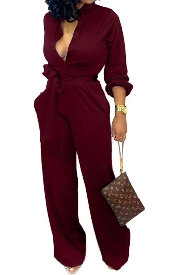 NEW Jumpsuit Elegant Wide Leg Pants Pockets 2X NO BELT - Image 2