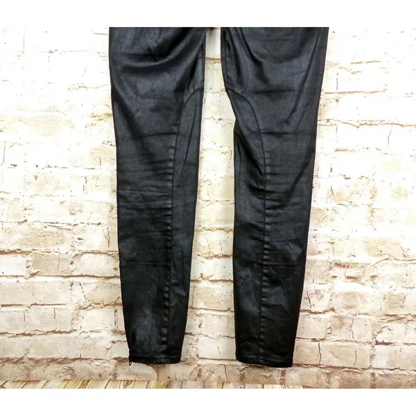 Madewell Jeans Womens 26 Black Skinny Ankle Leather Coated Biker Moto Zip Pocket - Image 9