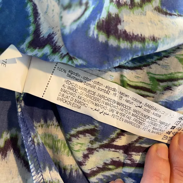Zara Paisley Ikat Halter Midi Dress Womens XS Blue Boho Tiered‎ Cotton Summer - Image 9