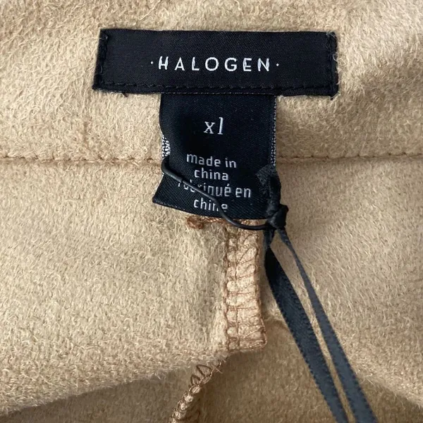 Halogen NWT Wide Leg Faux Leather Cargo Pants Womens XL Taupe Tan Neutral Office - Image 9