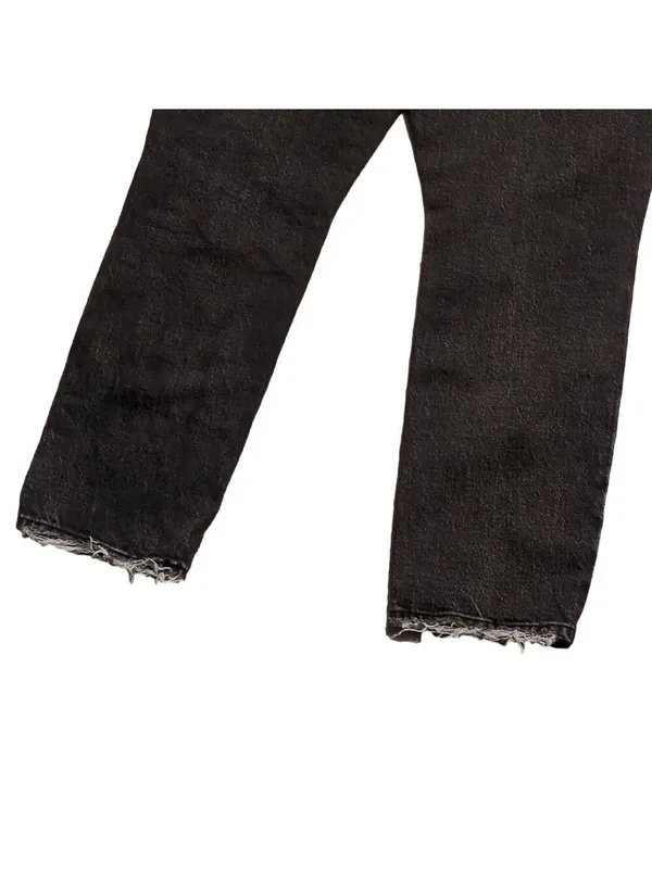 Good American Black Distressed Raw Hem Jeans Size 14/32 - Image 7