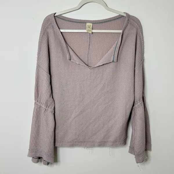 Free People We The Free Thermal Waffle Knit Dahlia Top Size Small Sweater - Image 3