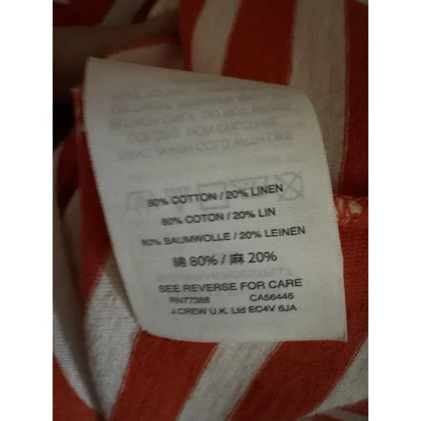 NWT Chic J. Crew linen blend red‎ white striped tassel tie blouse M - Image 5