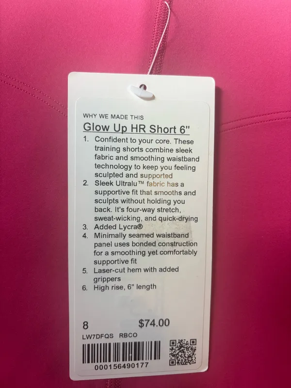 Lululemon Glow Up Super-High-Rise Short 6" Raspberry Coulis Size 8 - Image 4