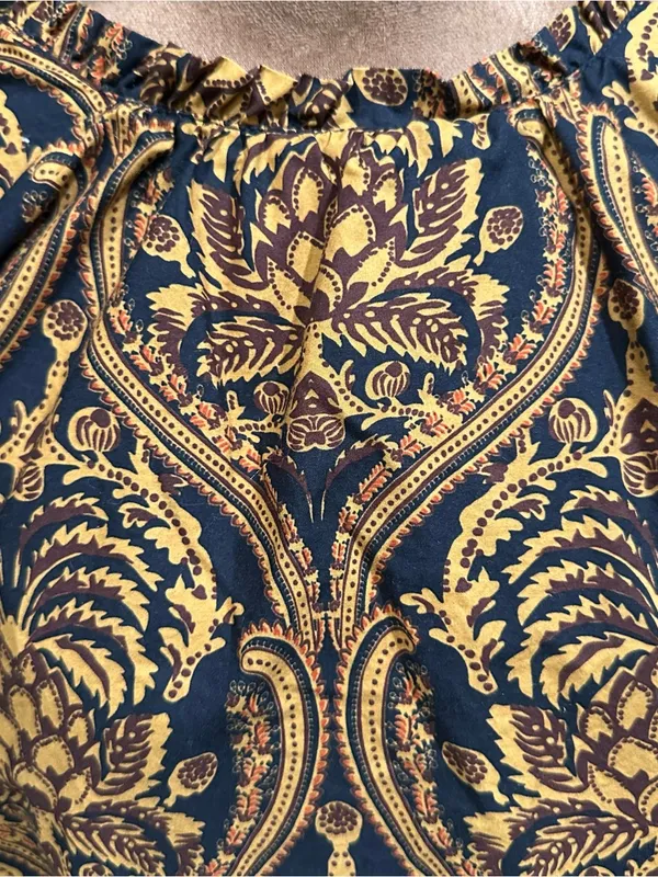 Anthropologie A Loves A Damask Print Voile Ruffle Dress – Size XL - Image 11